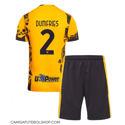 Camisa de time de futebol Inter Milan Denzel Dumfries #2 Replicas 3º Equipamento Infantil 2024-25 Manga Curta (+ Calças curtas)